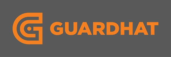 Brown and orange Guardhat Inc logo