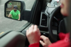 Bicyclist Approaching in Driver's Side Mirror